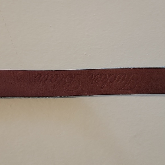 Tucker Blair needlepoint leather blue and red hearts size 34 heart knit - Picture 6 of 8